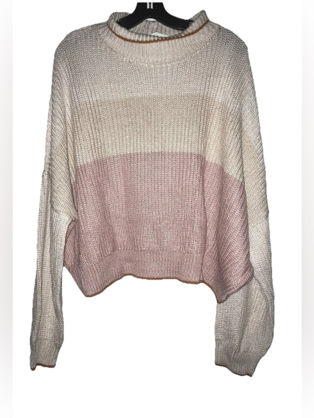 Wonderly Plus Size 2X High Mock Neck Rose Smoke Color Block Pullover Sweater NWT